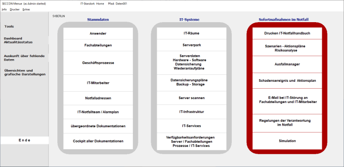 Unser Tool SECCON erstellt Ihr IT-Notfallhandbuch IT-Notfallplan